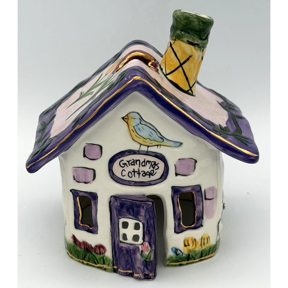 Blue Sky Clayworks Grandmas Cottage Heather Goldminc 2001 Tea Light No Base EUC